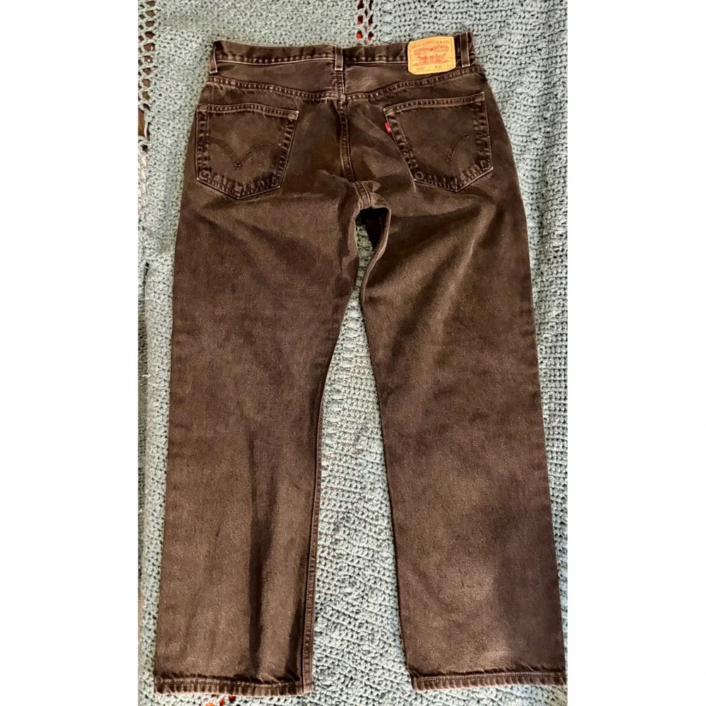 Levis 505 Regular Fit Black Denim Jeans Mens 36x30 Straight Leg Pants